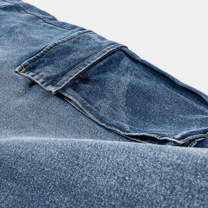 Cargo Pocket Denim Mens Pants (Blue)