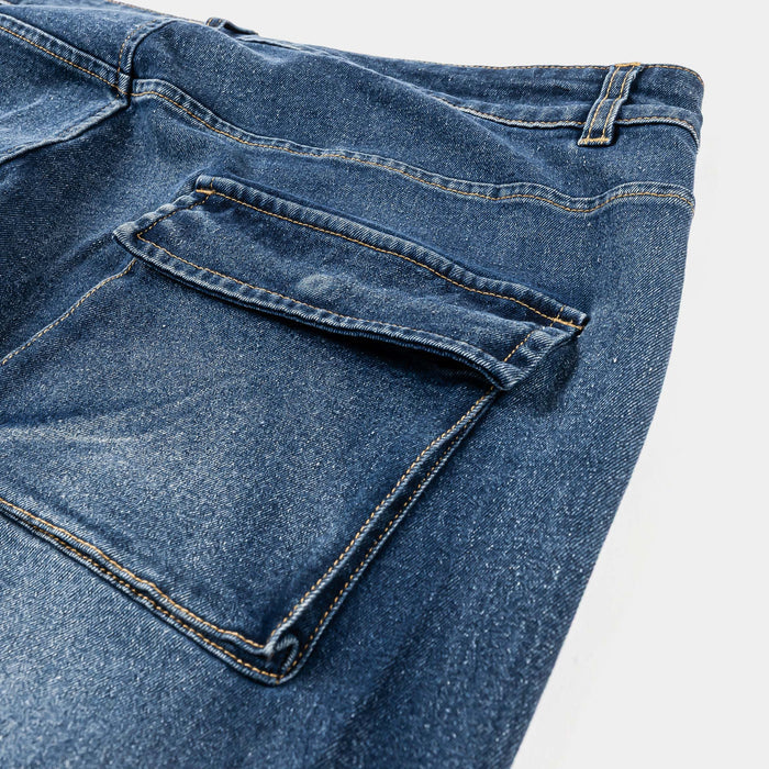 Cargo Pocket Denim Mens Pants (Blue)