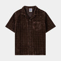 Chenille Button Up Mens Short Sleeve Shirt (Brown)