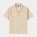Chenille Button Up Mens Short Sleeve Shirt (Cream)