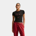 Chill Knit Slim Cropped Womens Short Sleeve Shirt (Black/Rush Pink)