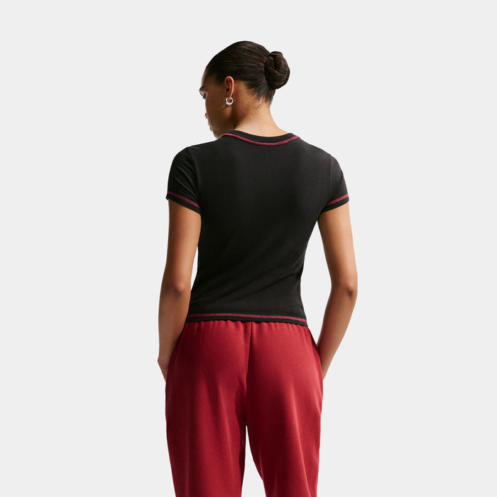 Chill Knit Slim Cropped Womens Short Sleeve Shirt (Black/Rush Pink)