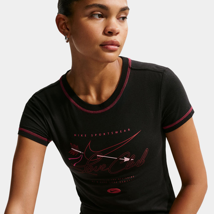 Chill Knit Slim Cropped Womens Short Sleeve Shirt (Black/Rush Pink)