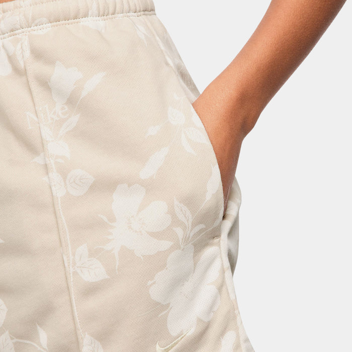 Chill Terry Mid Rise 4" All Over Print Womens Shorts (Light Orewood Brown/Sail)