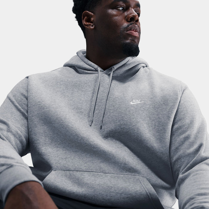 Club Pullover Fleece Mens Hoodie (Dark Grey Heather/Light Smoke Grey/White)