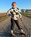 Cow print full zipper faux fur jackets  6 B0-19