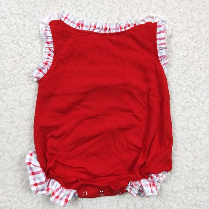 crab embroidery Baby girls summer romper   SR0156
