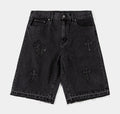 Cross Patch Denim Mens Shorts (Black)
