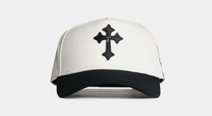 Cross Snapback Mens Hat (Cream/Black)
