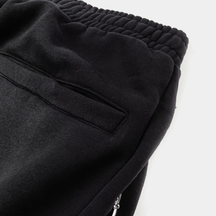 Crosses Embroidered Long Fleece Mens Shorts (Black)