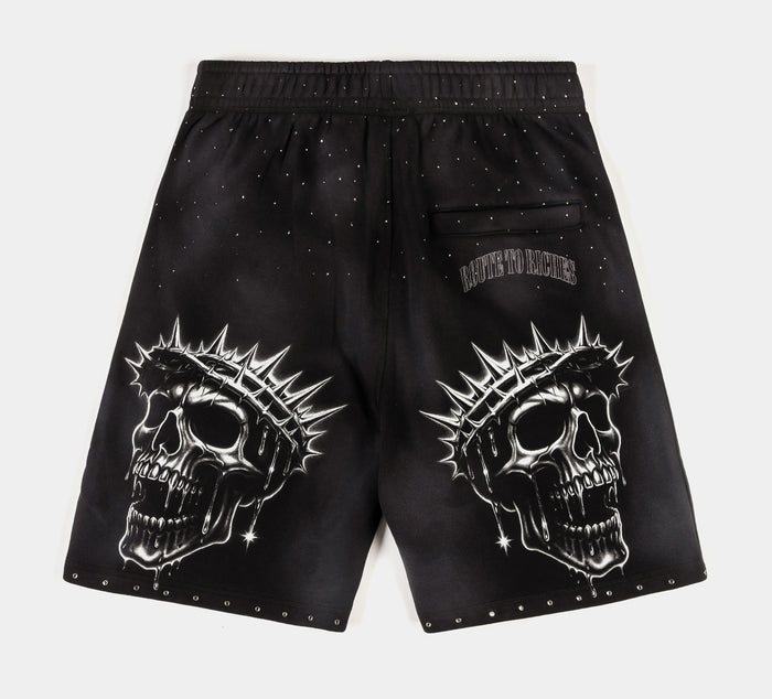 Crown Of Thorns Long Washed Mens Shorts (Grey/White)