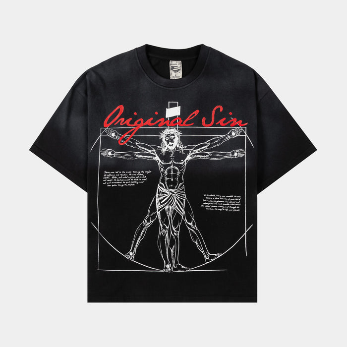 Crucifix Washed Mens Short Sleeve Shirt (Black)