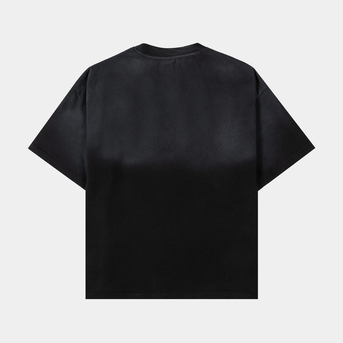 Crucifix Washed Mens Short Sleeve Shirt (Black)