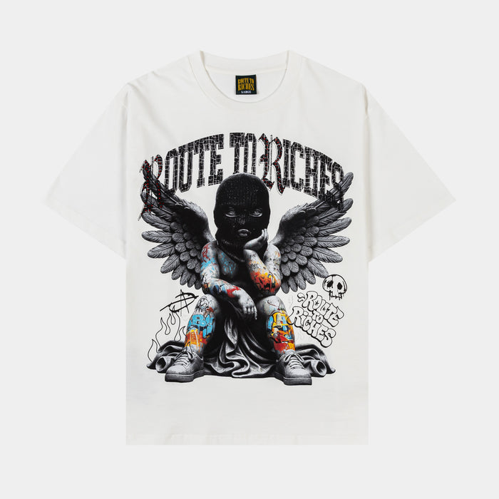 Cupid At Large Mens Short Sleeve Shirt (White/Black)