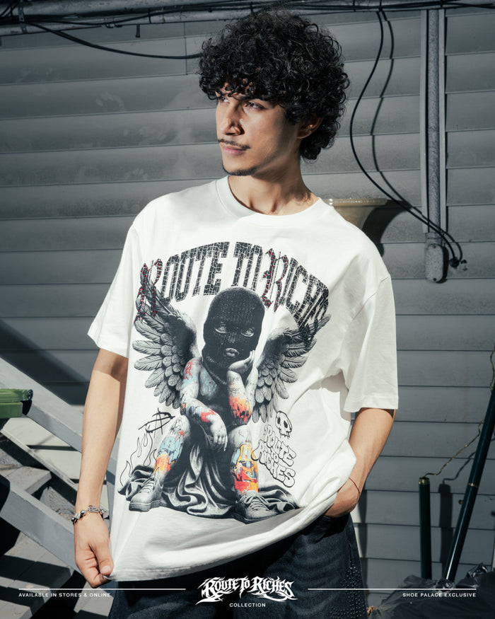 Cupid At Large Mens Short Sleeve Shirt (White/Black)