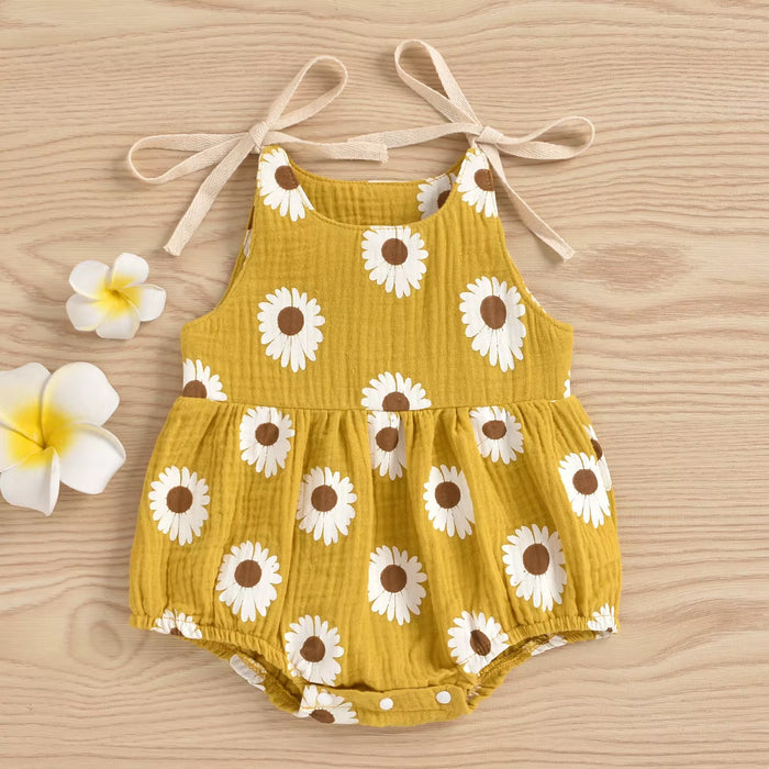 Daisy Days – Baby Girl Summer Romper with Tie Straps