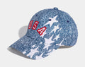 Denim Graphic Cap Mens Hat (White/Dark Blue/Power Red)