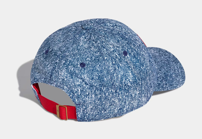 Denim Graphic Cap Mens Hat (White/Dark Blue/Power Red)