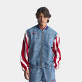 Denim Graphic Track Mens Jacket (White/Dark Blue)