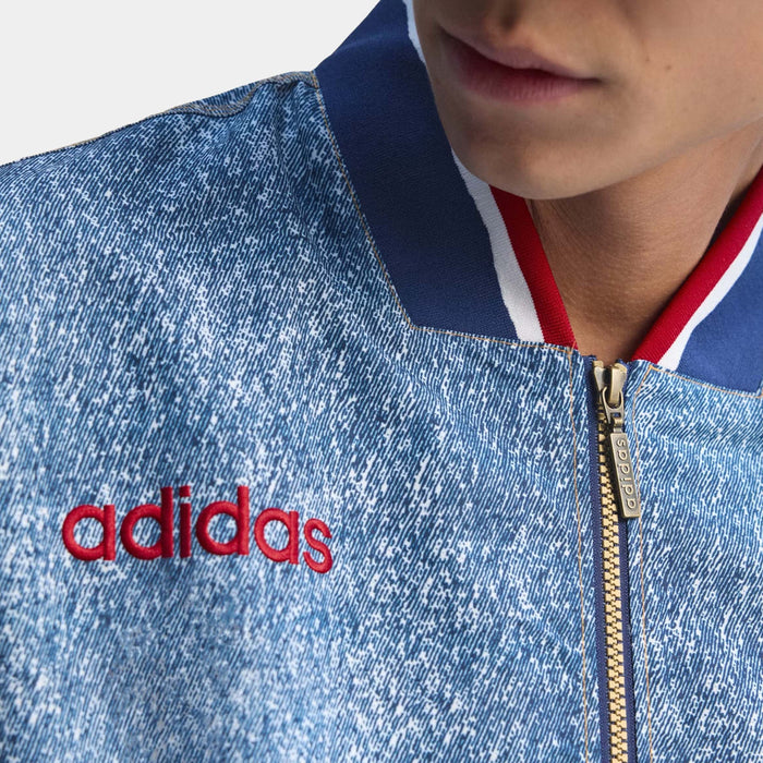 Denim Graphic Track Mens Jacket (White/Dark Blue)