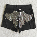 Denim shorts with sequins           D8-4