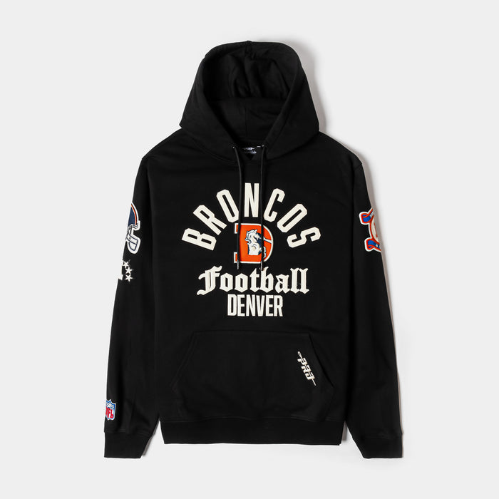 Denver Broncos Original Fleece Pullover Mens Hoodie (Black/White)