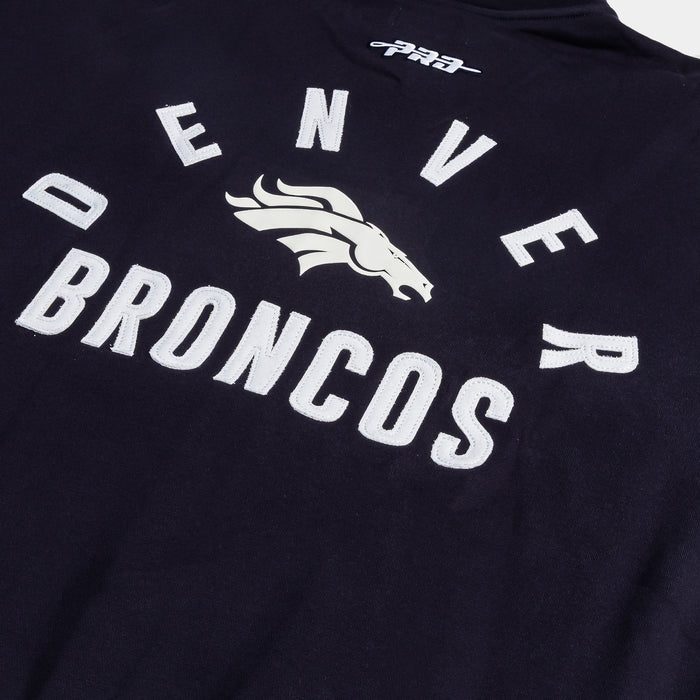 Denvor Broncos All Pro Fleece Zip Up Mens Hoodie (Navy/White)