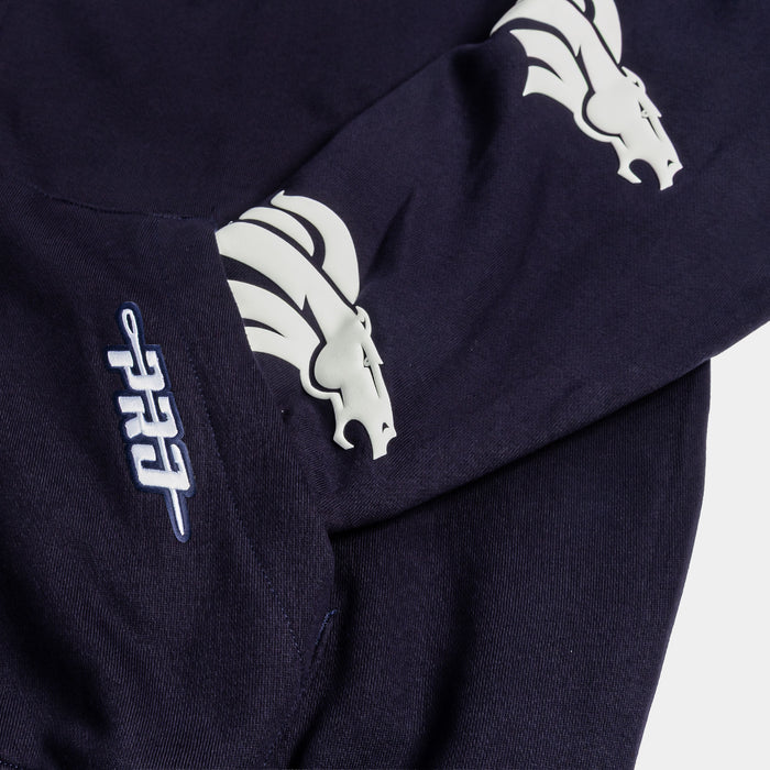 Denvor Broncos All Pro Fleece Zip Up Mens Hoodie (Navy/White)