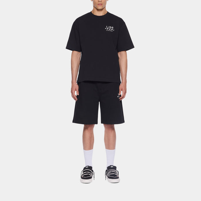 Diagonal Fleece Mens Short Sleeve Shirt (Black/Black)