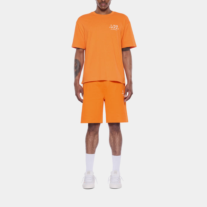 Diagonal Mens Short Sleeve Shirt (Orange/White)