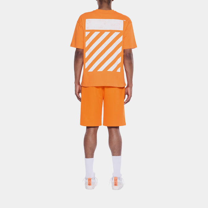Diagonal Mens Short Sleeve Shirt (Orange/White)