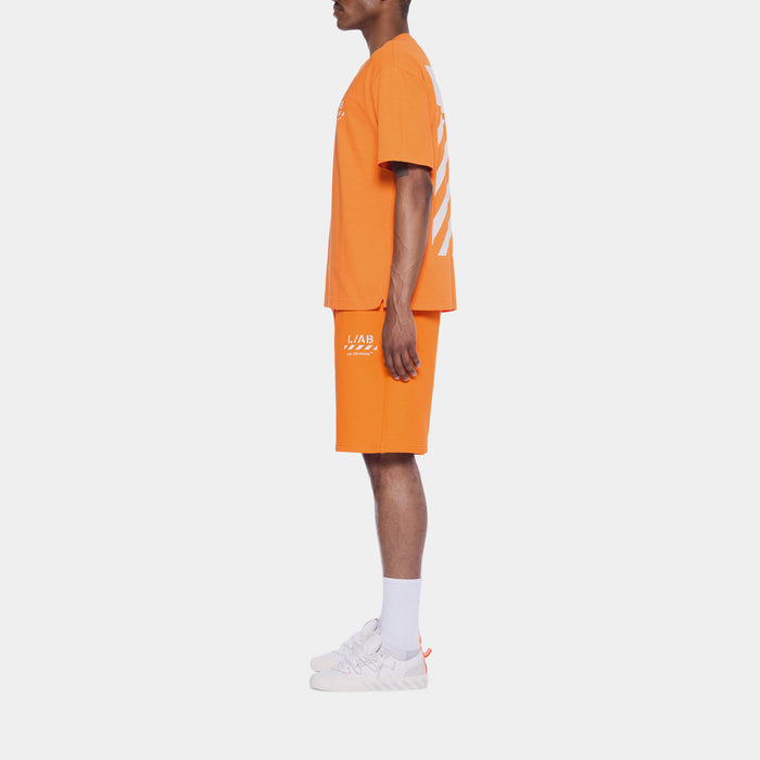 Diagonal Mens Short Sleeve Shirt (Orange/White)