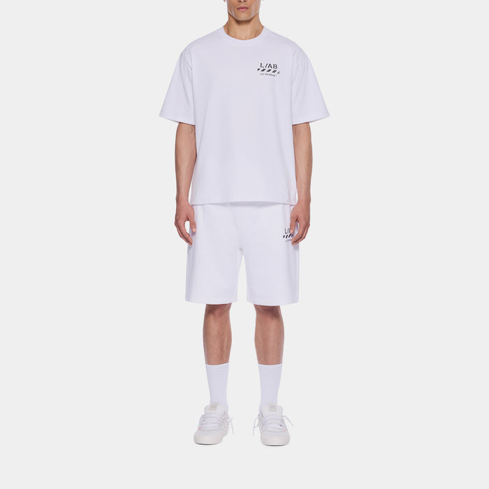 Diagonal Mens Short Sleeve Shirt (White/Black)