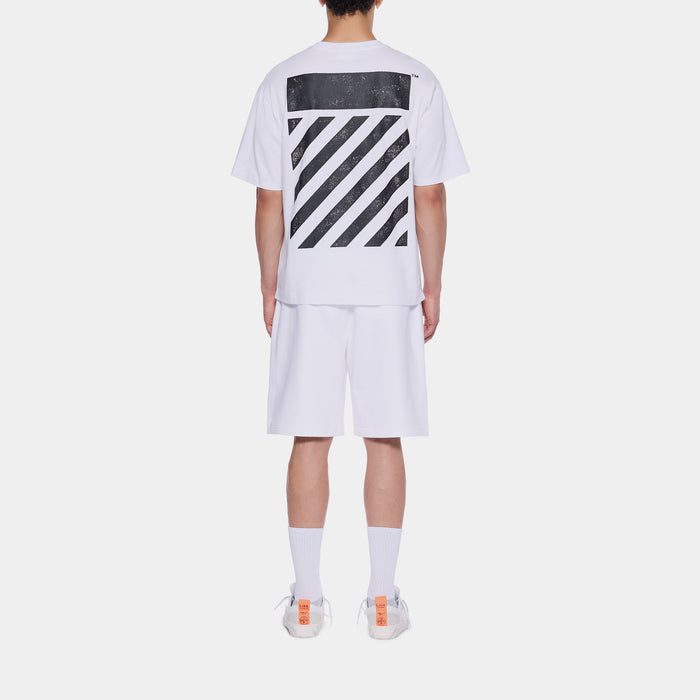 Diagonal Mens Short Sleeve Shirt (White/Black)