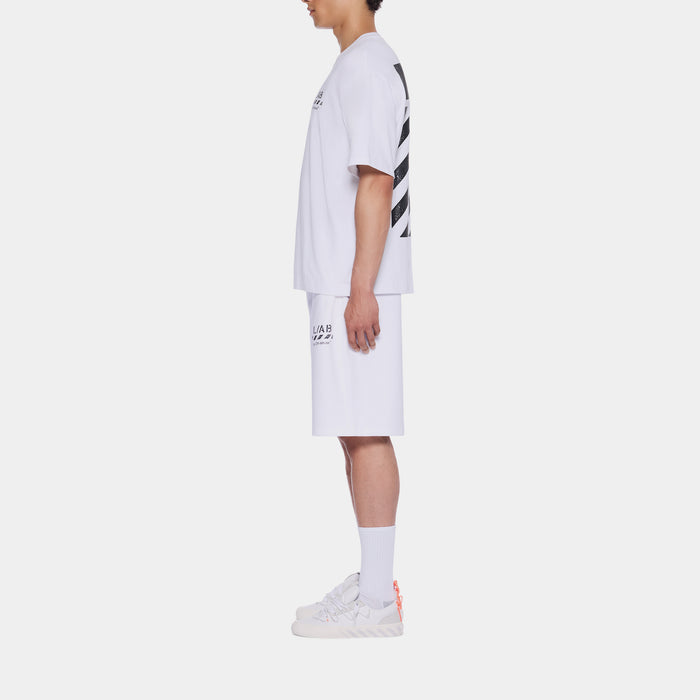 Diagonal Mens Short Sleeve Shirt (White/Black)