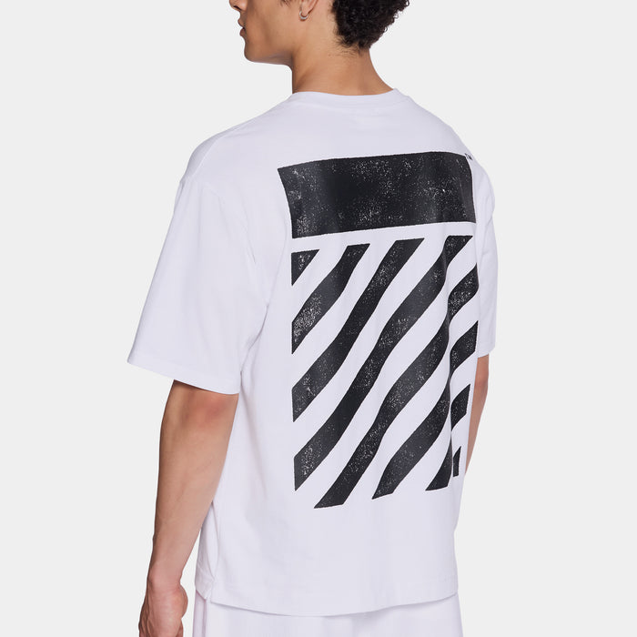 Diagonal Mens Short Sleeve Shirt (White/Black)