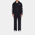 Diagonal Open Hem Mens Joggers (Black/White)
