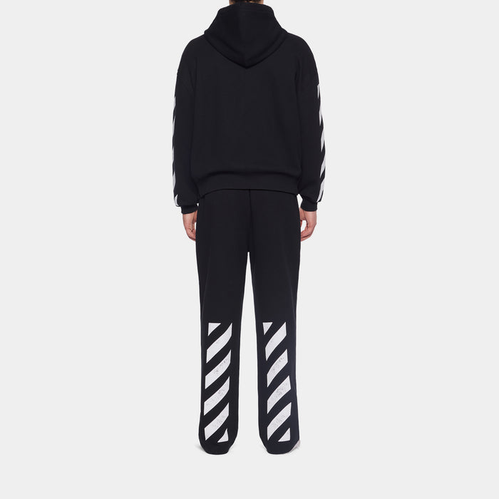 Diagonal Open Hem Mens Joggers (Black/White)