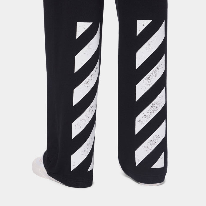 Diagonal Open Hem Mens Joggers (Black/White)