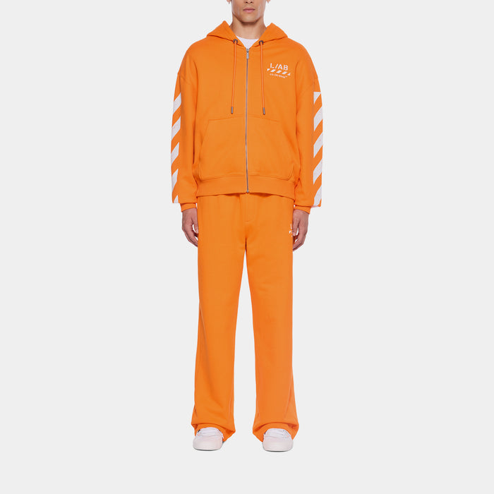 Diagonal Open Hem Mens Joggers (Orange/White)
