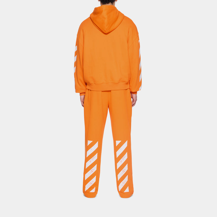 Diagonal Open Hem Mens Joggers (Orange/White)