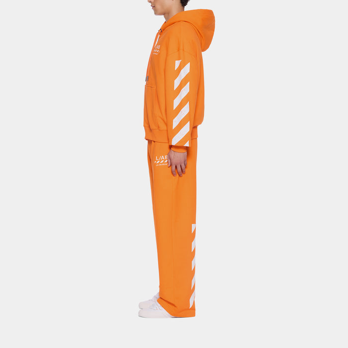 Diagonal Open Hem Mens Joggers (Orange/White)