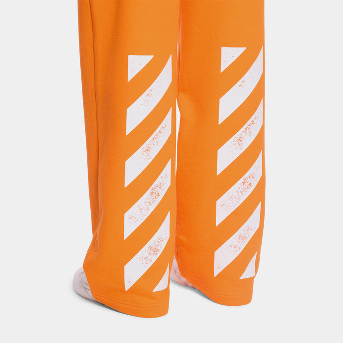 Diagonal Open Hem Mens Joggers (Orange/White)