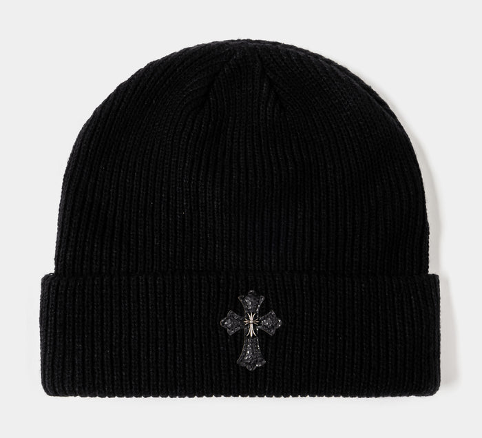 Double Cross Beanie Mens Hat (Black/Black)