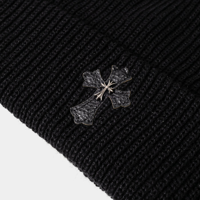 Double Cross Beanie Mens Hat (Black/Black)