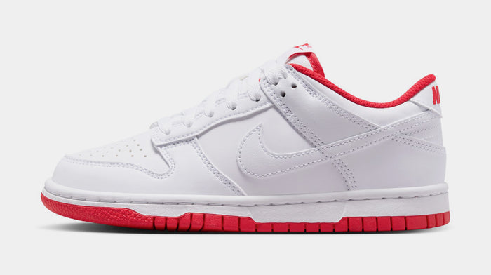 Dunk Low Grade School Lifestyle Shoes (White/University Red)