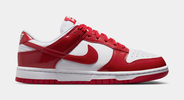 Dunk Low SE Patent Leather Mens Lifestyle Shoes (White/University Red)