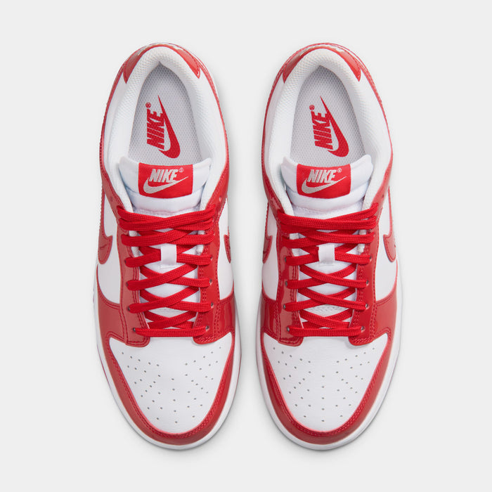 Dunk Low SE Patent Leather Mens Lifestyle Shoes (White/University Red)