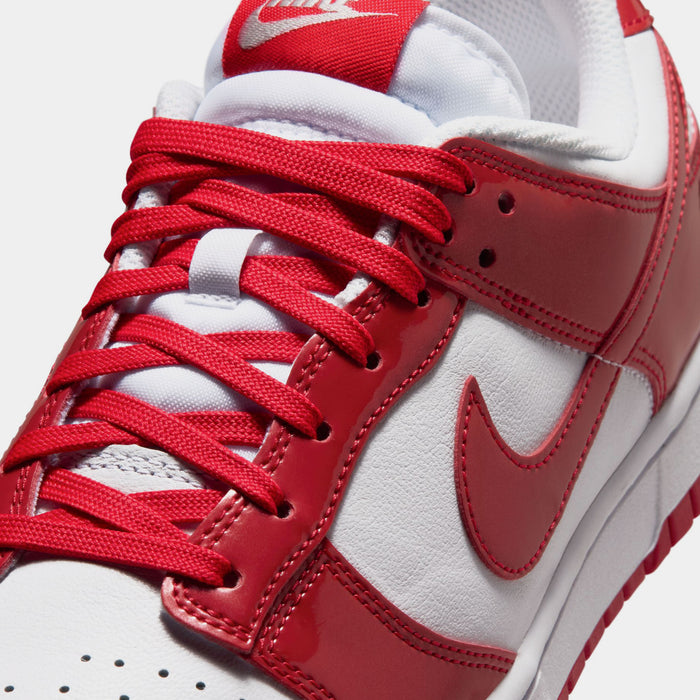 Dunk Low SE Patent Leather Mens Lifestyle Shoes (White/University Red)