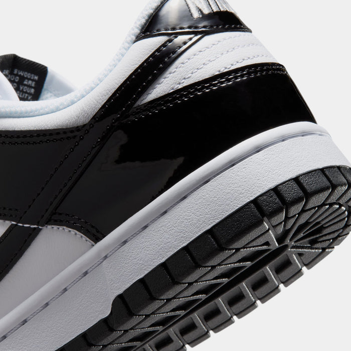 Dunk Low SE Patent Leather Womens Lifestyle Shoes (White/Black/Metallic Silver)